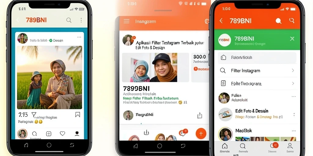 Tampilan antarmuka aplikasi Filter Instagram 789BNI yang menarik dan mudah digunakan.