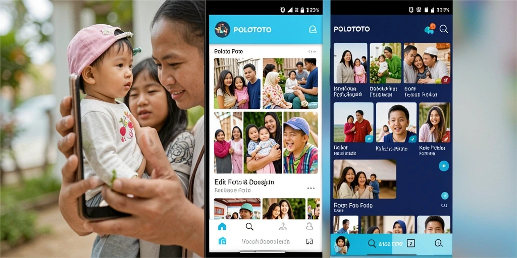 Tampilan antarmuka POLOTOTO yang menarik untuk membuat kolase foto.